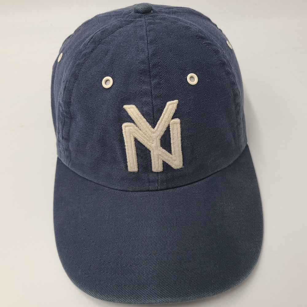 Vintage New York Black Yankees Hat Strapback (Fits Small) Blue Marlin Blue White